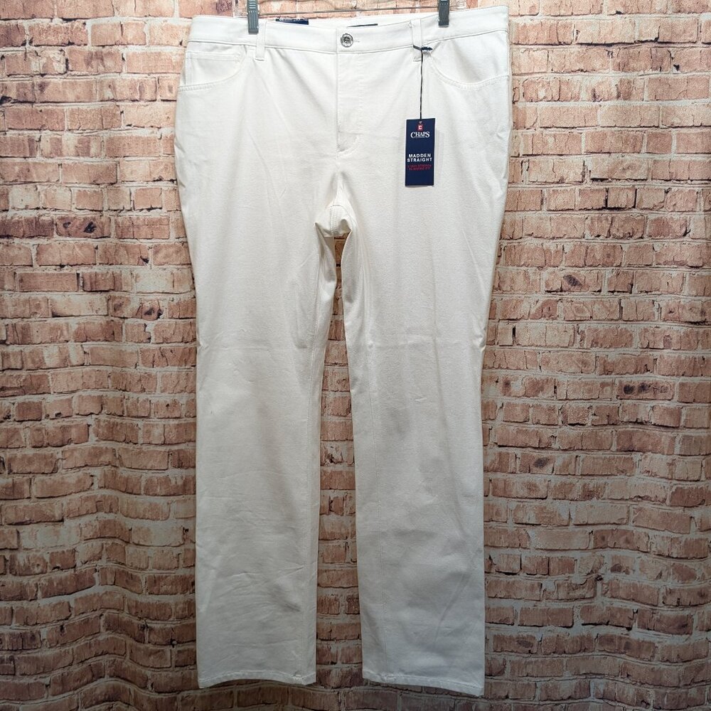 Chaps Jeans Madden Straight Leg WHITE Jeans Size 16R 32 Inseam NWT